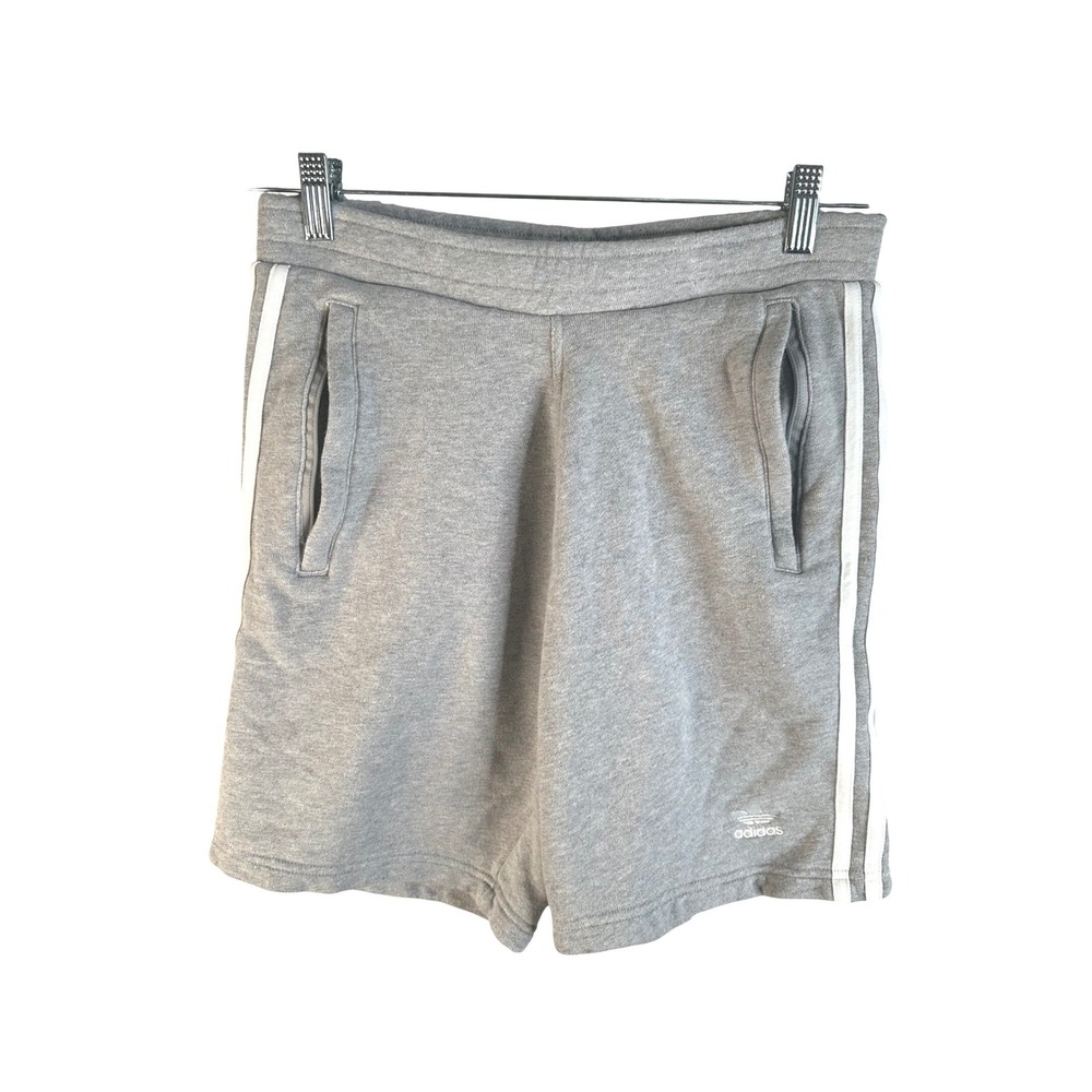 Adidas Women's Gray 3-Stripe Trefoil Logo French Terry Sweat Shorts Size Small